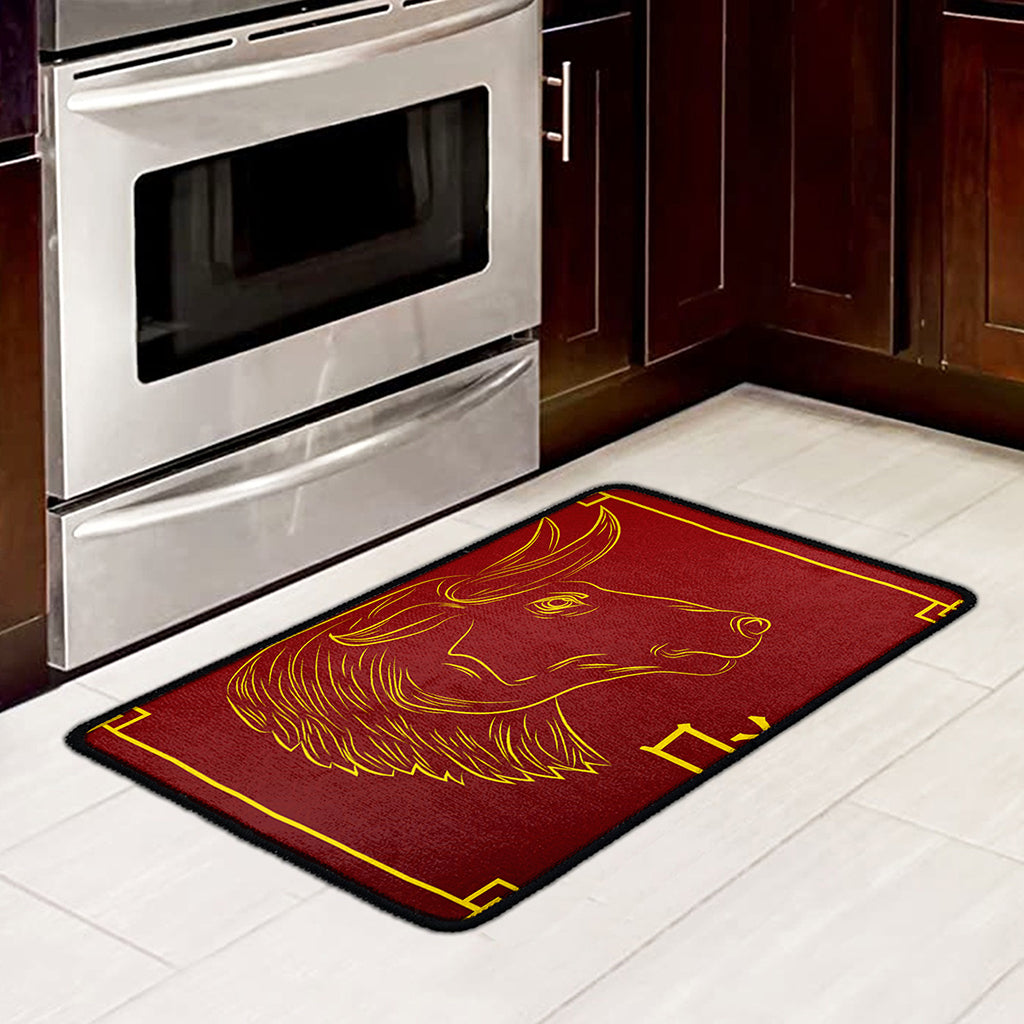 Chinese Horoscope Ox Sign Print Kitchen Mat