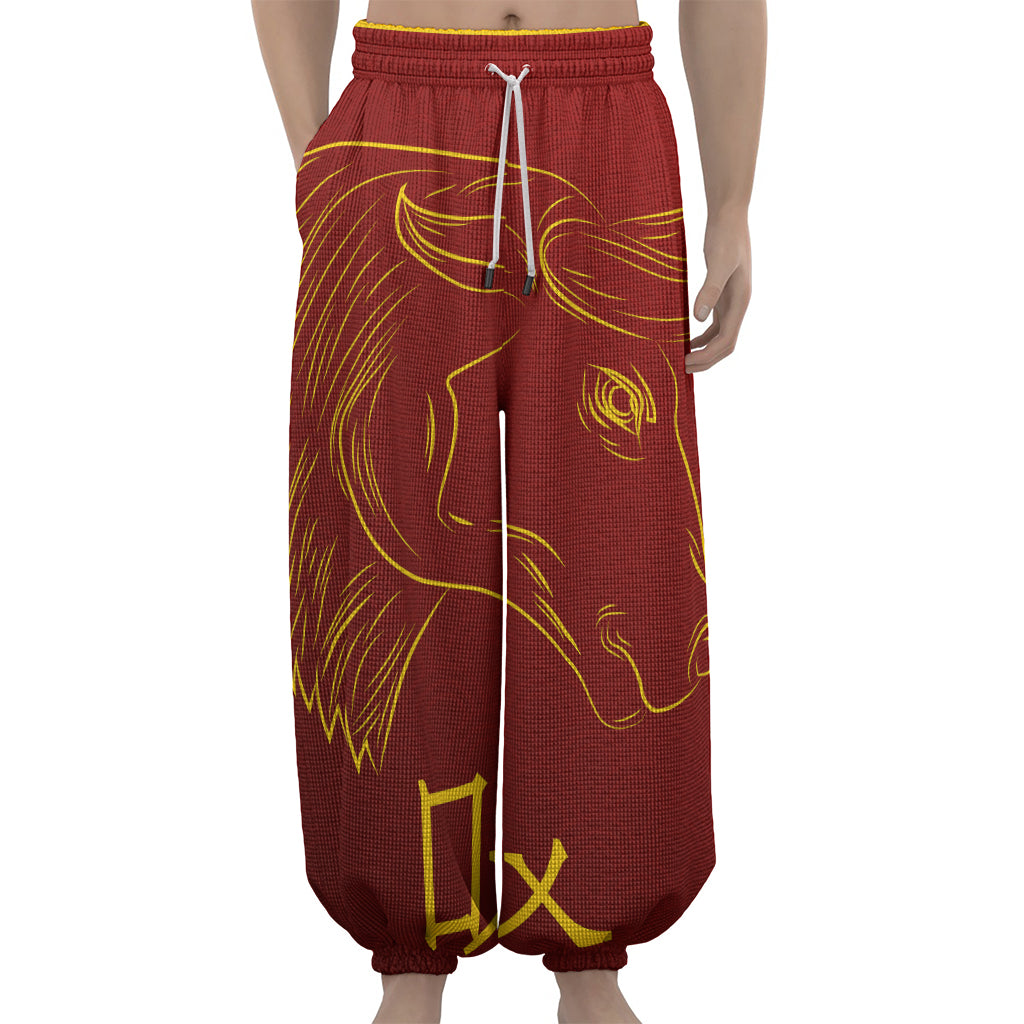 Chinese Horoscope Ox Sign Print Lantern Pants