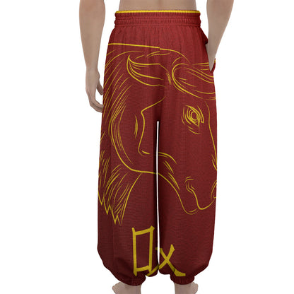 Chinese Horoscope Ox Sign Print Lantern Pants