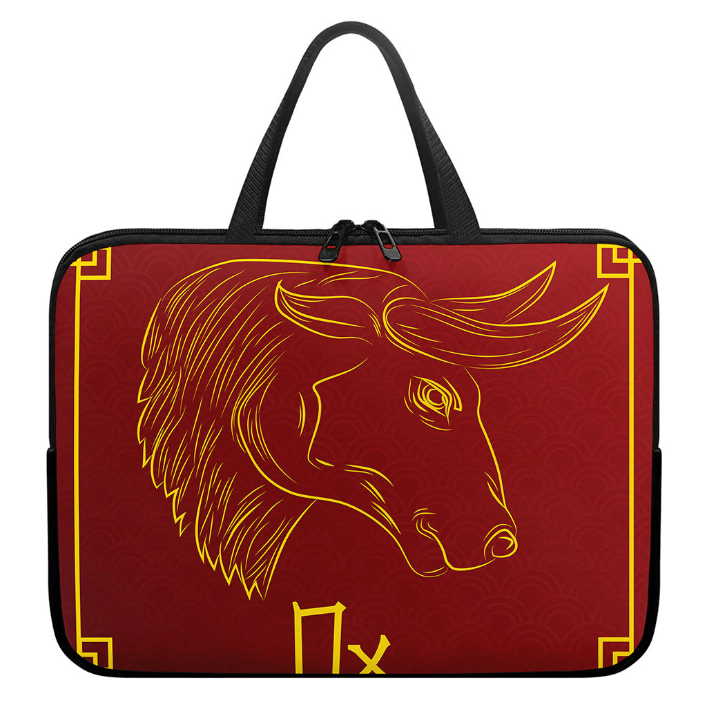 Chinese Horoscope Ox Sign Print Laptop Sleeve With Handle
