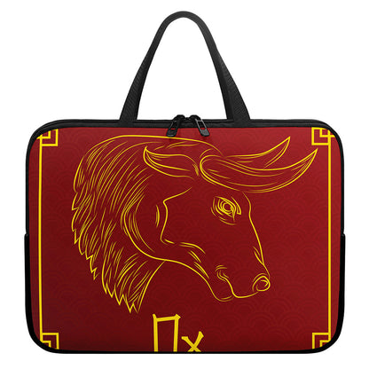 Chinese Horoscope Ox Sign Print Laptop Sleeve With Handle