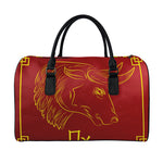 Chinese Horoscope Ox Sign Print Leather Duffle Bag