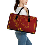 Chinese Horoscope Ox Sign Print Leather Duffle Bag