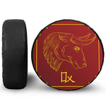Chinese Horoscope Ox Sign Print Leather Spare Tire Cover