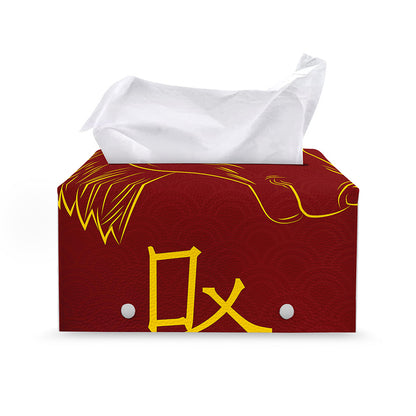 Chinese Horoscope Ox Sign Print Leather Tissue Box Cover