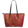 Chinese Horoscope Ox Sign Print Leather Tote Bag With Zipper