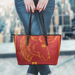 Chinese Horoscope Ox Sign Print Leather Tote Bag
