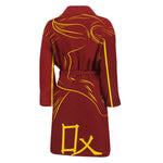 Chinese Horoscope Ox Sign Print Men's Bathrobe