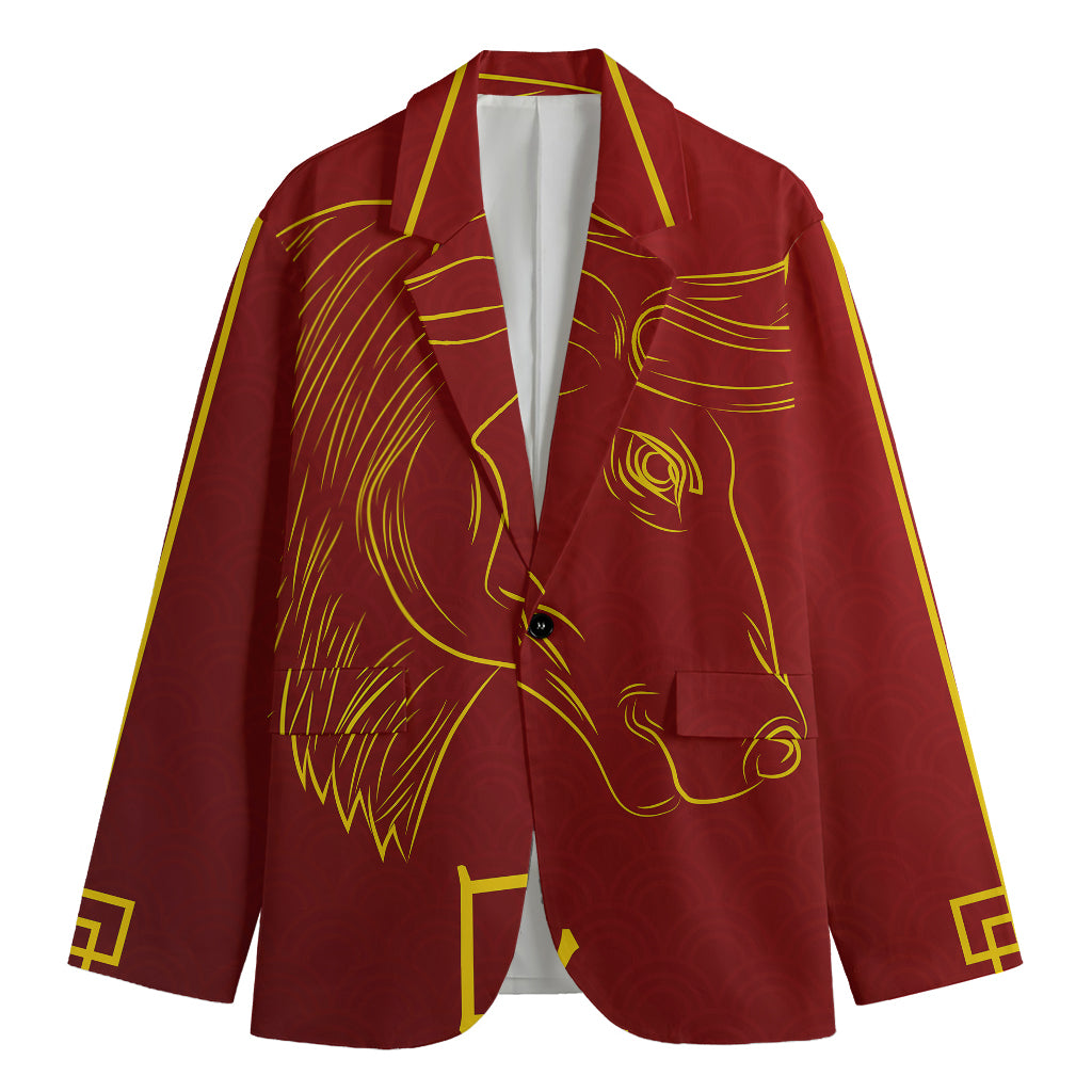 Chinese Horoscope Ox Sign Print Men's Blazer