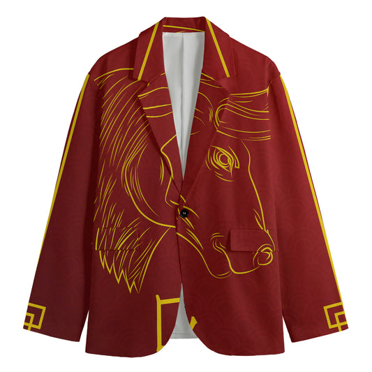 Chinese Horoscope Ox Sign Print Men's Blazer