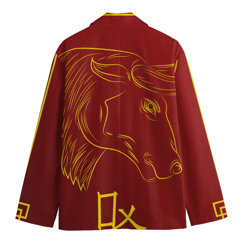 Chinese Horoscope Ox Sign Print Men's Blazer