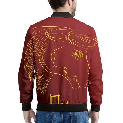 Chinese Horoscope Ox Sign Print Men's Bomber Jacket