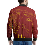 Chinese Horoscope Ox Sign Print Men's Bomber Jacket