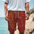 Chinese Horoscope Ox Sign Print Men's Cargo Shorts