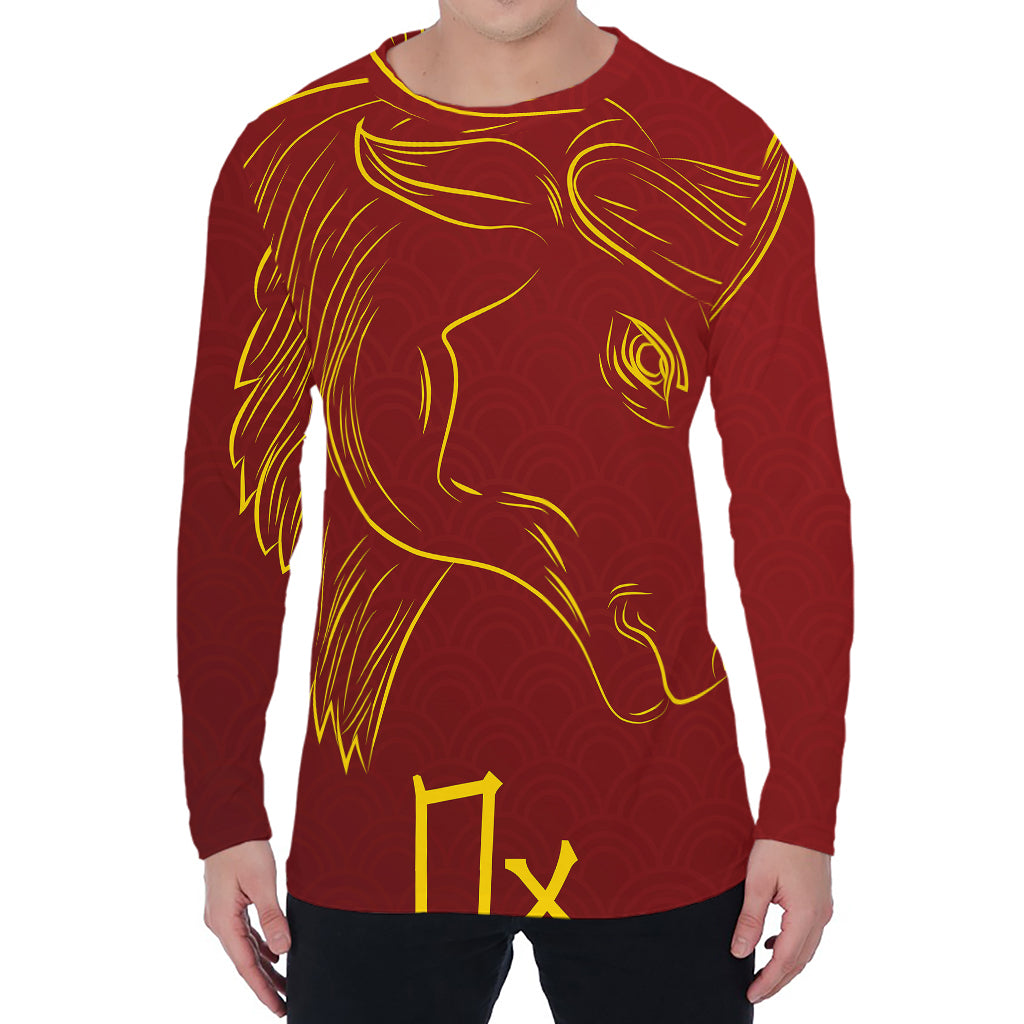 Chinese Horoscope Ox Sign Print Men's Long Sleeve T-Shirt