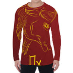 Chinese Horoscope Ox Sign Print Men's Long Sleeve T-Shirt