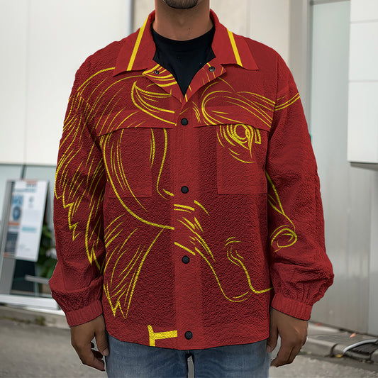 Chinese Horoscope Ox Sign Print Men's Shirt Jacket