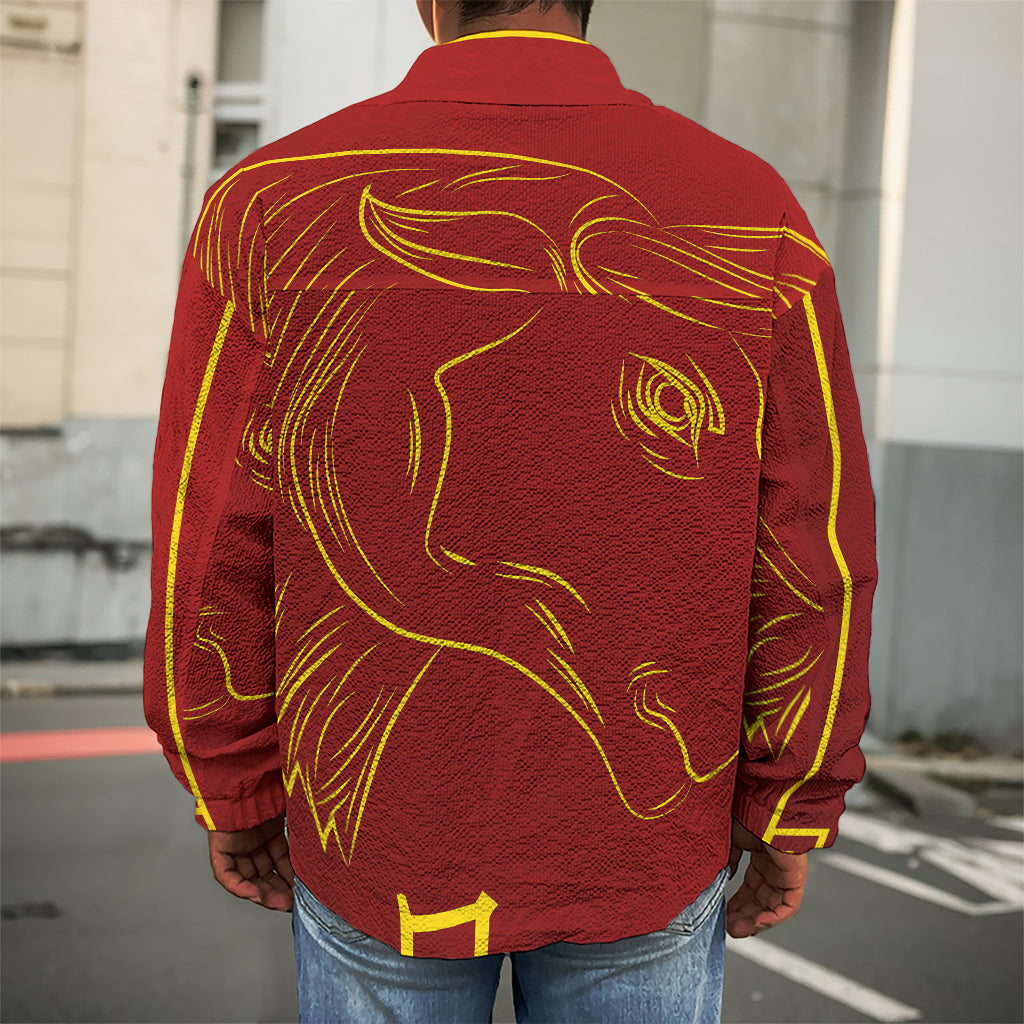 Chinese Horoscope Ox Sign Print Men's Shirt Jacket