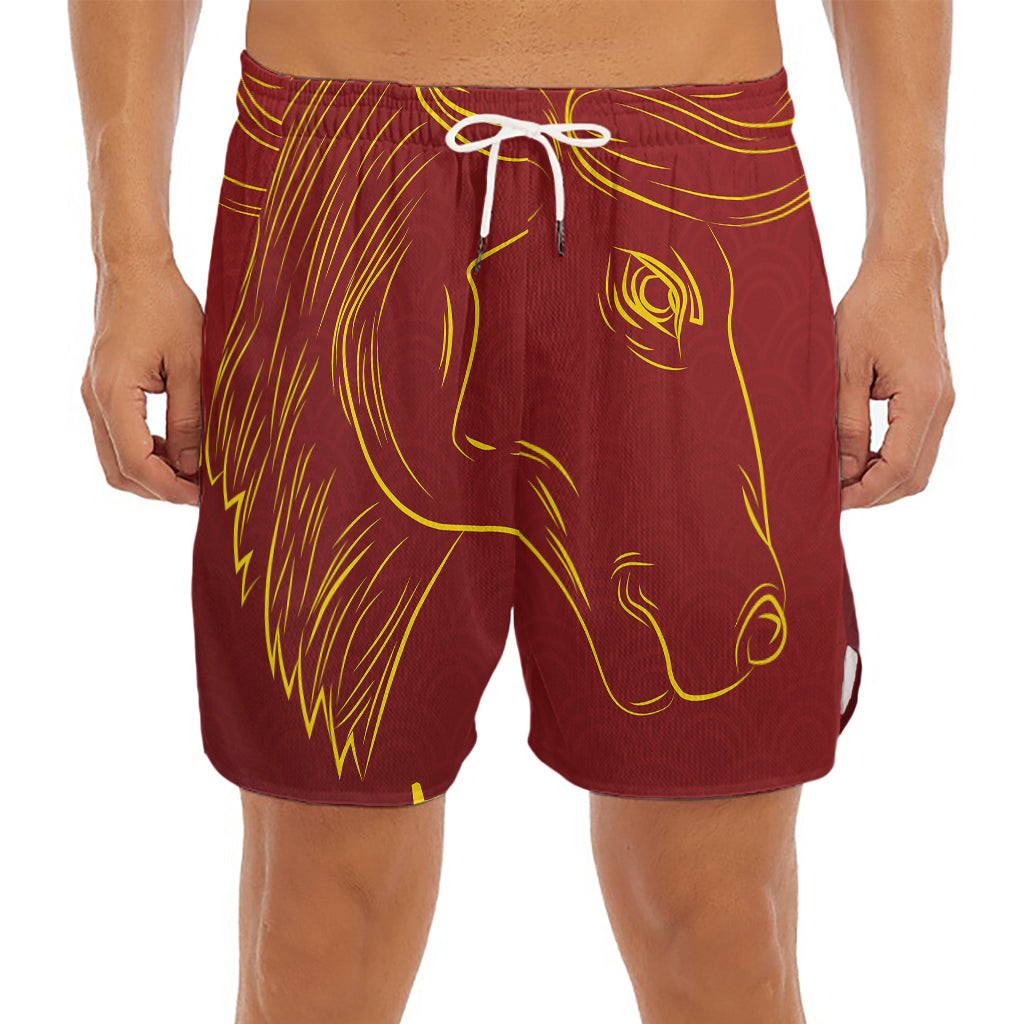 Chinese Horoscope Ox Sign Print Men's Split Running Shorts