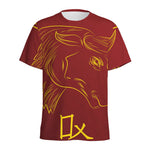 Chinese Horoscope Ox Sign Print Men's Sports T-Shirt