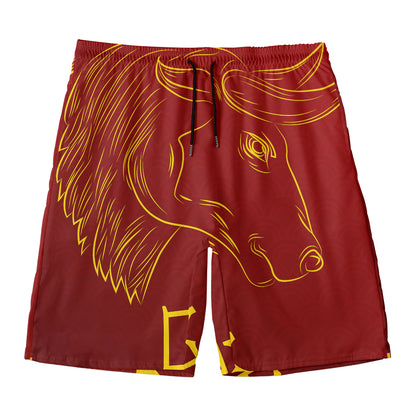 Chinese Horoscope Ox Sign Print Men's Swim Trunks
