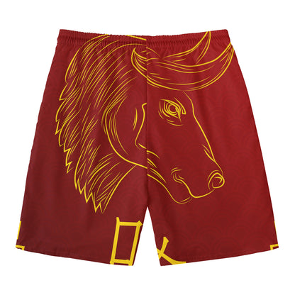 Chinese Horoscope Ox Sign Print Men's Swim Trunks