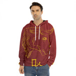 Chinese Horoscope Ox Sign Print Men's Velvet Pullover Hoodie
