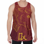 Chinese Horoscope Ox Sign Print Men's Velvet Tank Top