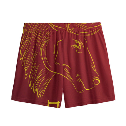 Chinese Horoscope Ox Sign Print Mesh Shorts