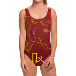 Chinese Horoscope Ox Sign Print One Piece Swimsuit