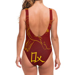Chinese Horoscope Ox Sign Print One Piece Swimsuit
