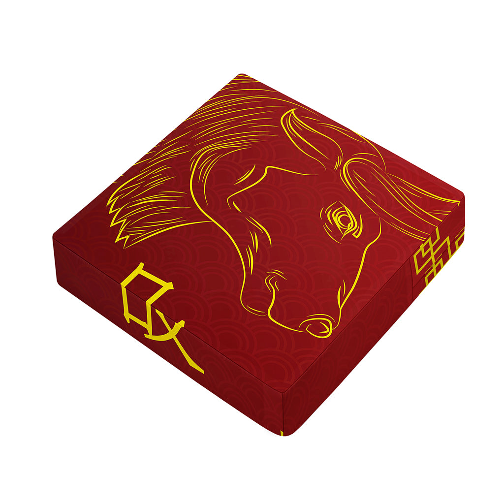 Chinese Horoscope Ox Sign Print Outdoor Seat Cushion Cover