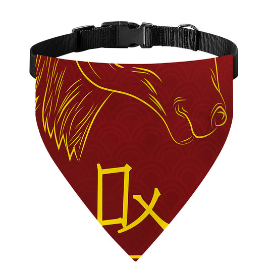 Chinese Horoscope Ox Sign Print Over The Collar Dog Bandana