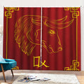 Chinese Horoscope Ox Sign Print Pencil Pleat Curtains