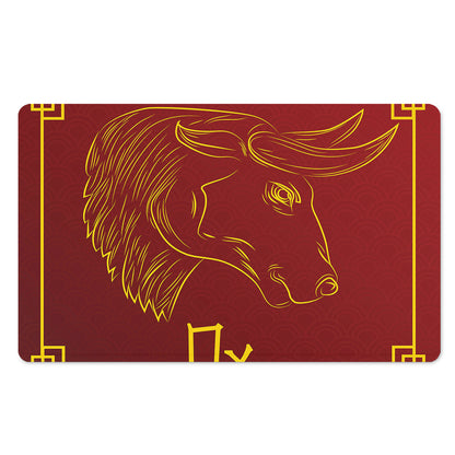 Chinese Horoscope Ox Sign Print Polyester Doormat