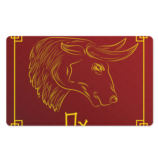 Chinese Horoscope Ox Sign Print Polyester Doormat