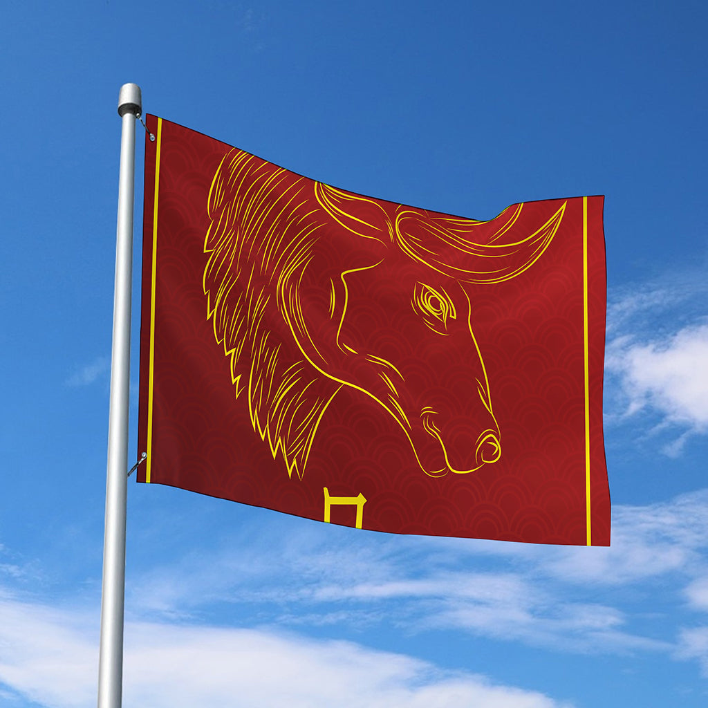 Chinese Horoscope Ox Sign Print Polyester Flag