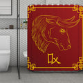 Chinese Horoscope Ox Sign Print Polyester Shower Curtain
