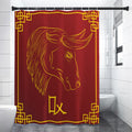 Chinese Horoscope Ox Sign Print Premium Shower Curtain