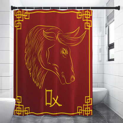 Chinese Horoscope Ox Sign Print Premium Shower Curtain