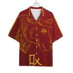 Chinese Horoscope Ox Sign Print Rayon Hawaiian Shirt