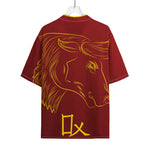 Chinese Horoscope Ox Sign Print Rayon Hawaiian Shirt