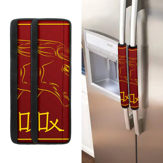 Chinese Horoscope Ox Sign Print Refrigerator Handle Covers