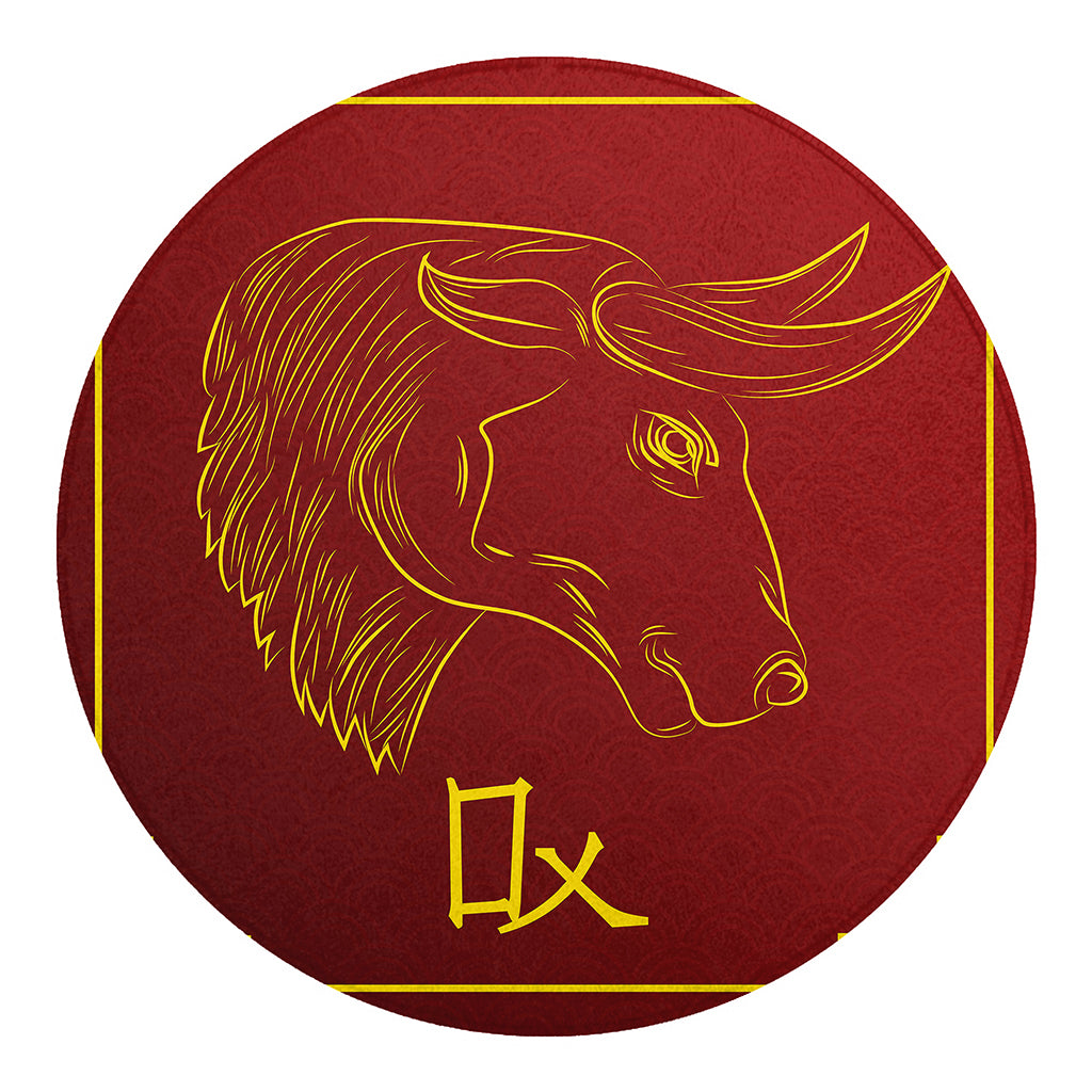 Chinese Horoscope Ox Sign Print Round Blanket