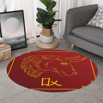 Chinese Horoscope Ox Sign Print Round Rug