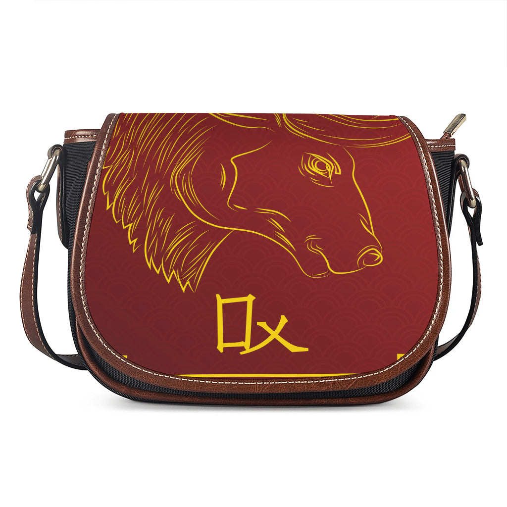Chinese Horoscope Ox Sign Print Saddle Bag