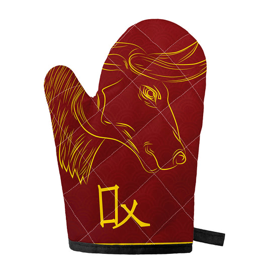 Chinese Horoscope Ox Sign Print Single Oven Mitt