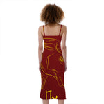 Chinese Horoscope Ox Sign Print Slim Fit Midi Cami Dress