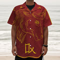 Chinese Horoscope Ox Sign Print Textured Short Sleeve Shirt