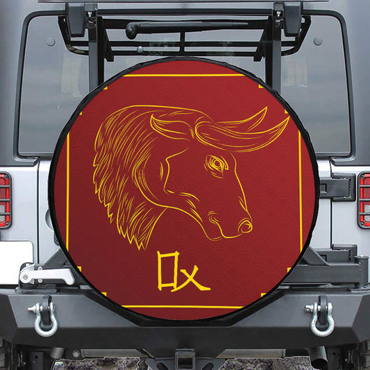 Chinese Horoscope Ox Sign Print Tire Cover